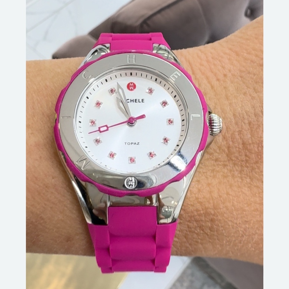 Michele Hot Pink Jelly Watch